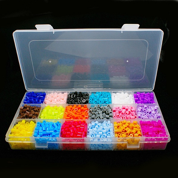 

PandaHall 18 Random Color PE DIY Melty Beads Fuse Beads Refills for Kids, Tube, Mixed Color, 5x5mm, Hole: 3mm, about 13g/compartment, about..., Multicolor