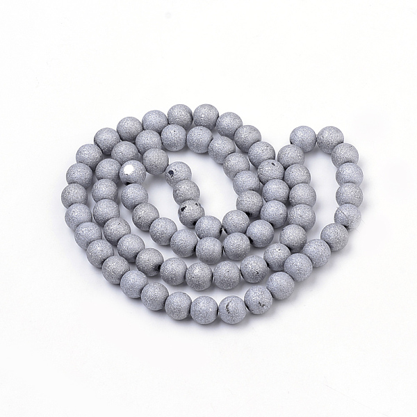 

PandaHall Electroplate Glass Bead Strands, Frosted Style, Round, Platinum Plated, 6mm, Hole: 1.5mm, about 100pcs/strand, 21.2 inch Glass...