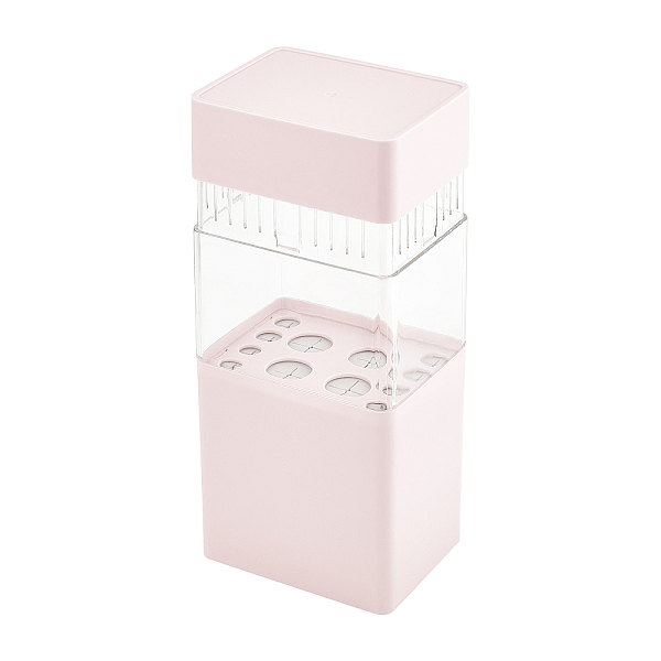 PandaHall ABS with Plastic Cosmetic Brush Storage Container, Rectangle, Pink, 105x80x220mm Plastic Pink