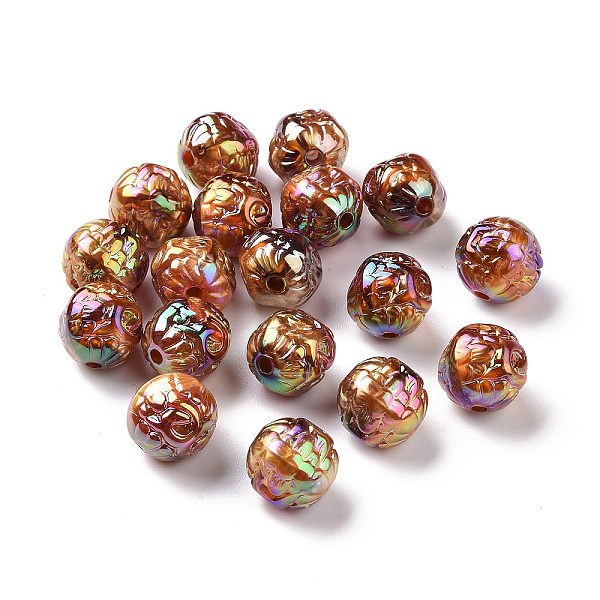 

PandaHall UV Plating Rainbow Iridescent Acrylic Beads, with Gold Foil, Bud, Sienna, 15x16x16mm, Hole: 3mm Acrylic Others Brown