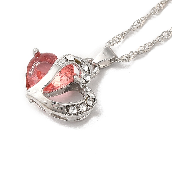 

PandaHall Resin Heart Pendant Necklace with Singapore Chains, Platinum Zinc Alloy Jewelry for Women, Tomato, 9.06 inch(23cm) Resin Red