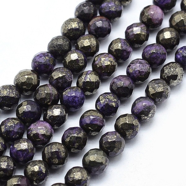 

PandaHall Dyed Natural Pyrite Beads Strands, Faceted, Round, Blue Violet, 8mm, Hole: 1mm, about 50pcs/strand, 15.7 inch(40cm) Pyrite Round..., Purple