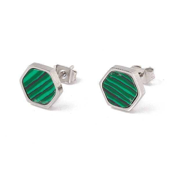 

PandaHall Synthetic Malachite Hexagon Stud Earrings, 304 Stainless Steel Jewelry for Women, Mixed Color, 8.5x9.5mm, Pin: 0.7mm Malachite...