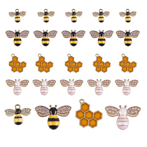 

PandaHall 24Pcs 4 Style Alloy Enamel Pendants, Bees & Honeycomb, Platinum & Golden, 13.5~21x17~24x1.5~4mm, 6pcs/style Alloy+Enamel Mixed..., Multicolor