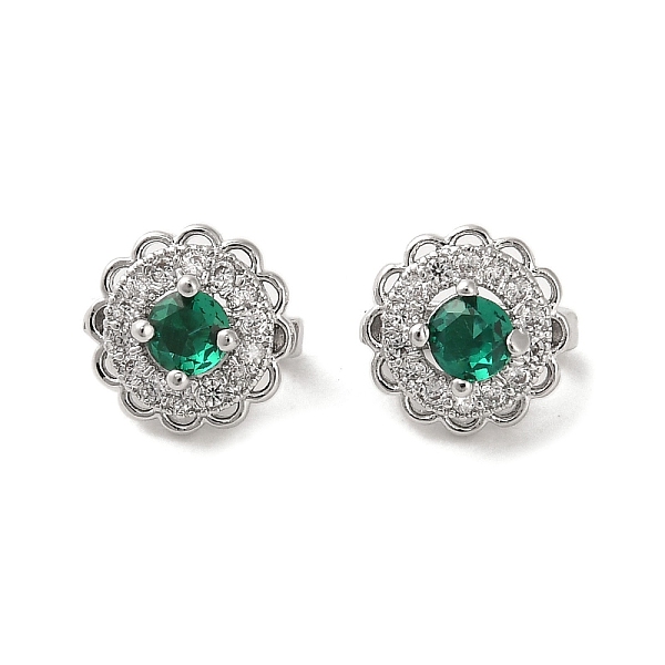

PandaHall Brass Micro Pave Cubic Zirconia Pendants, with Glass, Flower, Real Platinum Plated, 9x9.5mm, Hole: 3.5mm Brass+Cubic Zirconia..., Green