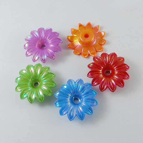 

PandaHall Opaque Acrylic Beads, AB Color, Flower, Mixed Color, 33x9mm, Hole: 4mm Acrylic Flower Multicolor