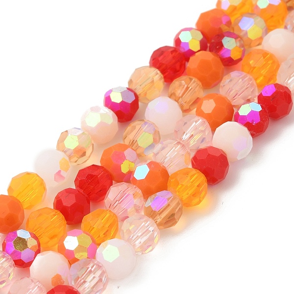

PandaHall Electroplate Glass Beads Strands, Faceted(32 Facets), Half AB Color Plated, Round, Dark Orange, 6x5mm, Hole: 1.4mm, about...