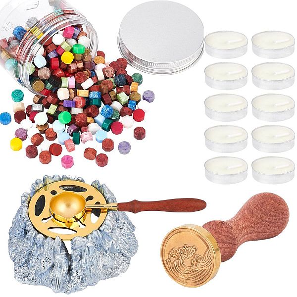 PandaHall CRASPIRE DIY Scrapbook Making Kits, Including Sealing Wax Particles, Iron Sealing Wax Melting Furnace, Brass Spoon, Plastic Empty...