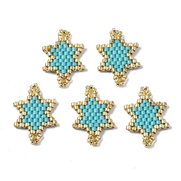 

PandaHall MIYUKI & TOHO Handmade Japanese Seed Beads Links, Loom Pattern, Snowflake, Dark Turquoise, 21~22x14~14.5x1.7mm, Hole: 1.5mm Glass..., Blue