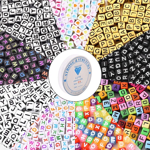 

PandaHall 900Pcs 100Pcs/Style 9 Styles DIY Jewelry Set Making, Bracelet with Opaque & Transparent & Plated & Spray Painted & Antique Style..., Multicolor