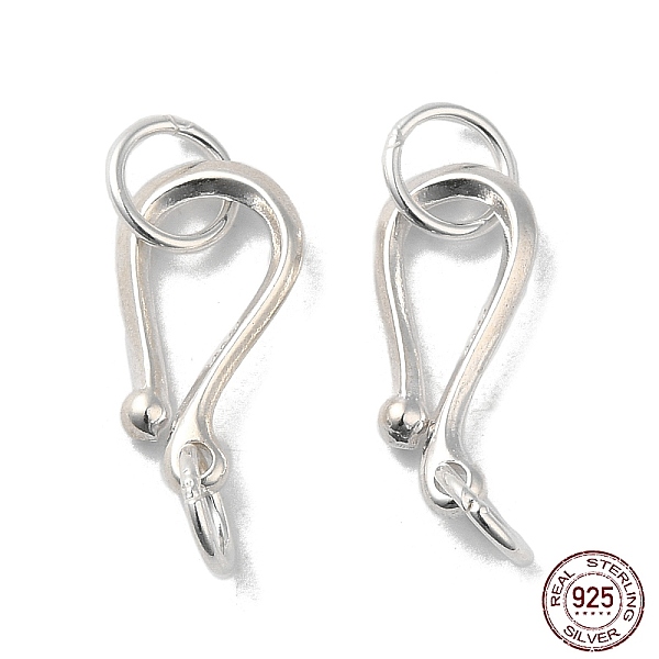 

PandaHall 925 Sterling Silver S Shape Clasps, S-Hook, Silver, 15x8mm, Hole: 4~4.5mm Sterling Silver