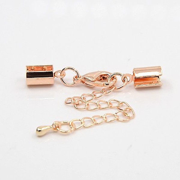 

PandaHall Brass Chain Extender, with Cord Ends and Lobster Claw Clasps, Rose Gold, 36mm, Hole: 4mm, Cord End: 10x5mm, Hole: 4mm Brass