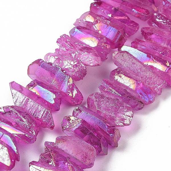 

PandaHall Natural Quartz Crystal Points Beads Strands, Dyed, Nuggets, Magenta, 15~30x4~8x4~7mm, Hole: 1mm, 8 inch Quartz Crystal Nuggets..., Pink