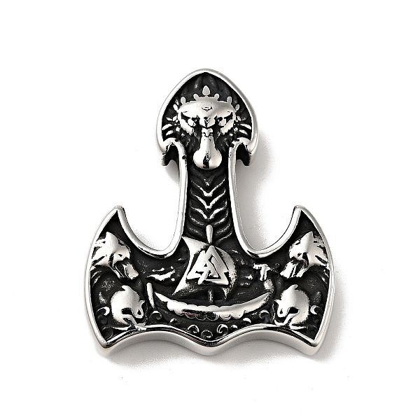 

PandaHall 304 Stainless Steel Manual Polishing Pendants, Anchor with Valknut Charms, Antique Silver, 44x37x8mm, Hole: 4.5mm 304 Stainless...