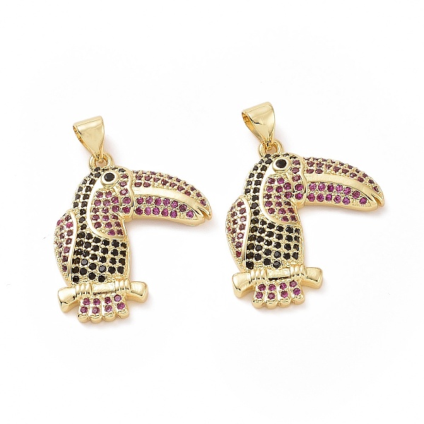 

PandaHall Brass Cubic Zirconia Bird Pendants, Toucan with Branch Charm, Golden, 24x20x3mm, Hole: 3.5x5mm Brass+Cubic Zirconia Bird