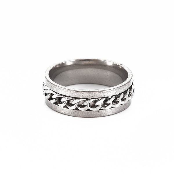 

PandaHall Men's 201 Stainless Steel Curb Chain Finger Ring, Cadmium Free & Lead Free, Stainless Steel Color, US Size 12 1/4(21.5mm) 201...