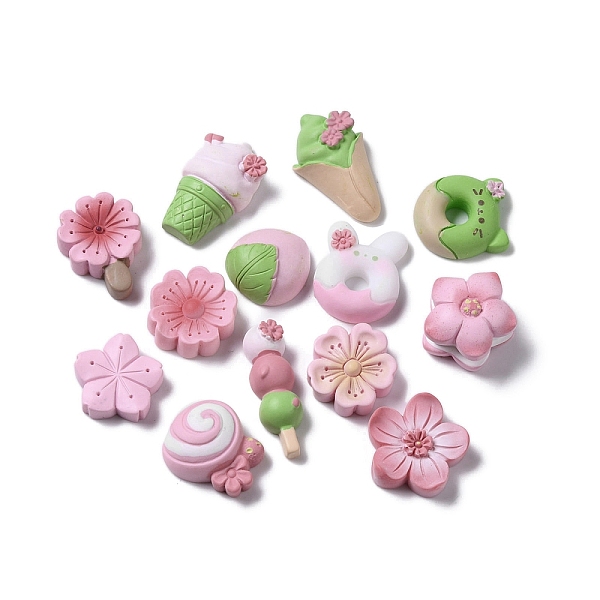 

PandaHall Cherry Blossom Flower/Donut/Ice Cream Macaron Color Resin Decoden Cabochons, Mixed Shapes, Mixed Color, 16.5~27x8.5~19x5~13mm..., Multicolor