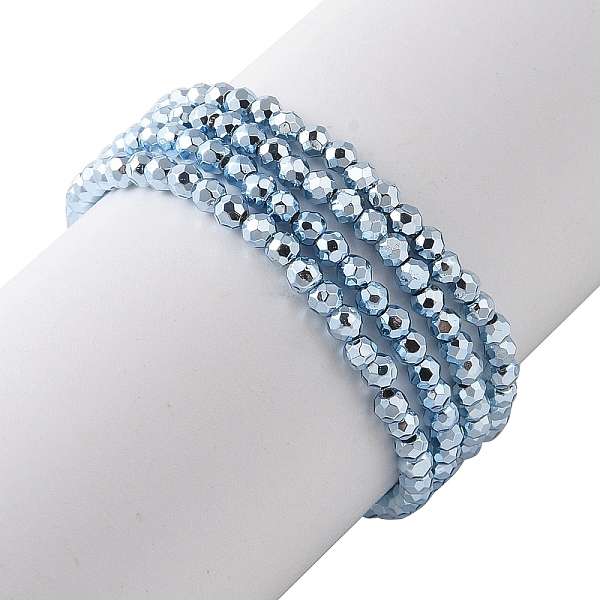 

PandaHall Electroplate Beads Strands, Faceted, Round, Blue Plated, 2x2mm, Hole: 0.5mm, about 186~209pcs/strand, 13.78~16.14''(35~41cm) Glass...