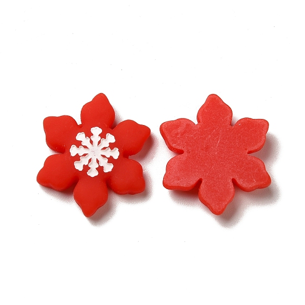 

PandaHall Christmas Opaque Resin Cabochons, Snowflake, Red, 22x20x5mm Resin Snowflake Red