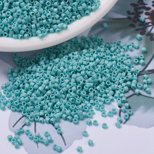 

PandaHall MIYUKI Delica Beads, Cylinder, Japanese Seed Beads, 11/0, (DB0878) Matte Opaque Turquoise Green AB, 1.3x1.6mm, Hole: 0.8mm, about..., Cyan