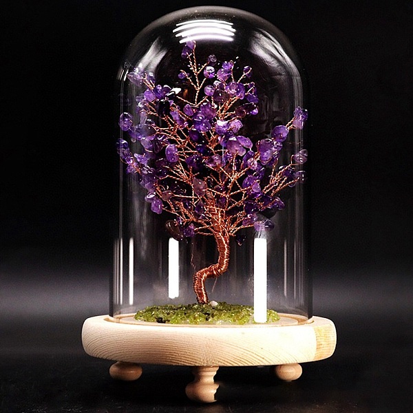 

PandaHall Natural Amethyst Display Decoration, with Brass Wire, for Home Desk Decorations, Tree of Life Cloche Bell Jar, 80x130mm Amethyst...