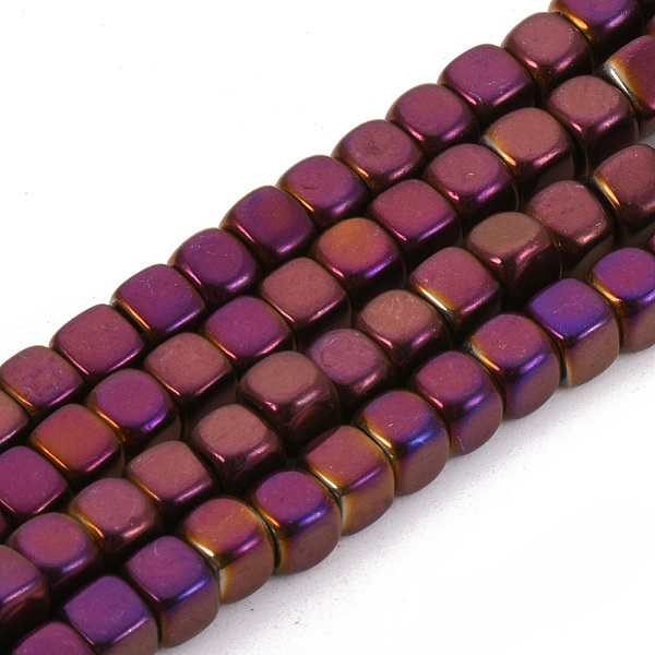 

PandaHall Electroplate Non-magnetic Synthetic Hematite Beads Strands, Cube, Purple Plated, 4x4x4mm, Hole: 2mm, about 105pcs/strand, 15.7...