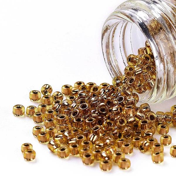 

PandaHall TOHO Round Seed Beads, Japanese Seed Beads, (744) Copper Lined Amber, 11/0, 2.2mm, Hole: 0.8mm, about 50000pcs/pound Glass Brown
