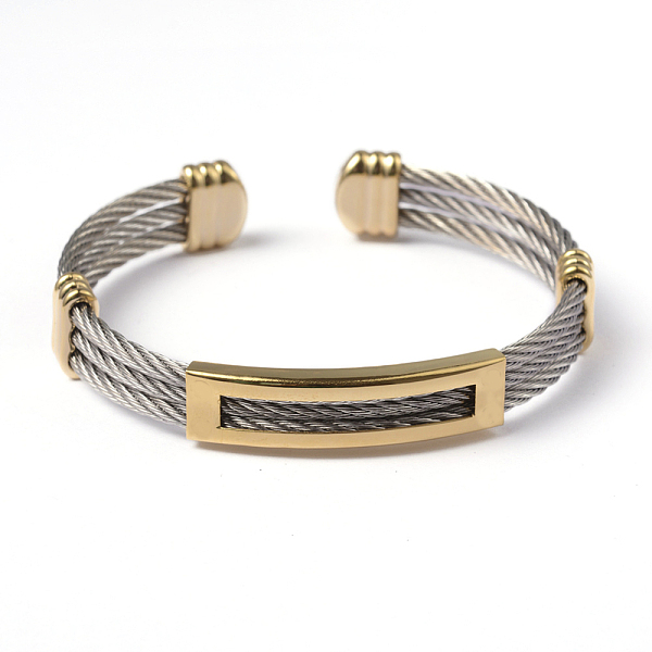 

PandaHall 304 Stainless Steel Cuff Bangles, Golden & Stainless Steel Color, 51x61mm 304 Stainless Steel