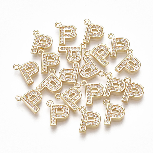 

PandaHall Brass Cubic Zirconia Charms, Letter, Clear, Real 18K Gold Plated, Letter.P, 10x8x1.5mm, Hole: 1mm Brass+Cubic Zirconia Letter P...