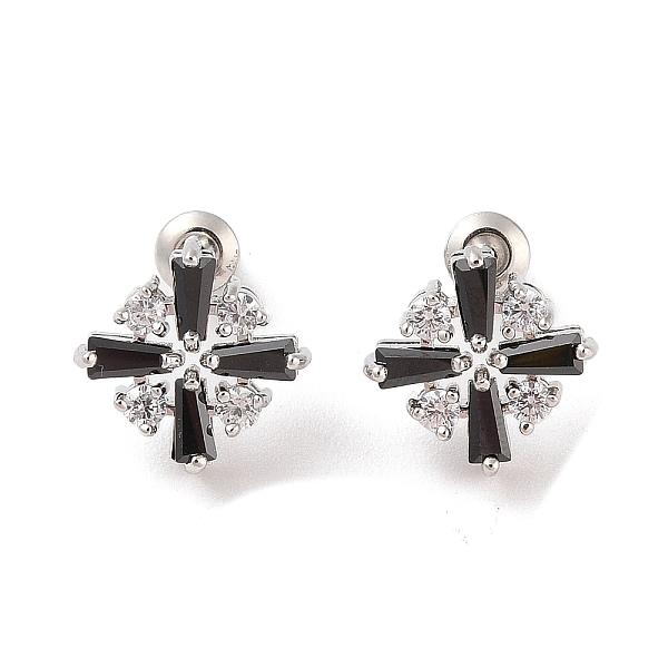 Aretes de latón chapado en rack con micro pavé de circonitas cúbicas