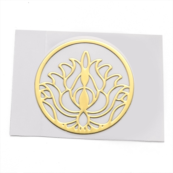 

PandaHall Self Adhesive Brass Stickers, Scrapbooking Stickers, for Epoxy Resin Crafts, Ring with Flower, Golden, 3x0.05cm Brass Flower