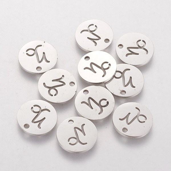

PandaHall 304 Stainless Steel Charms, Flat Round with Constellation/Zodiac Sign, Capricorn, 12x1mm, Hole: 1.5mm 304 Stainless Steel...