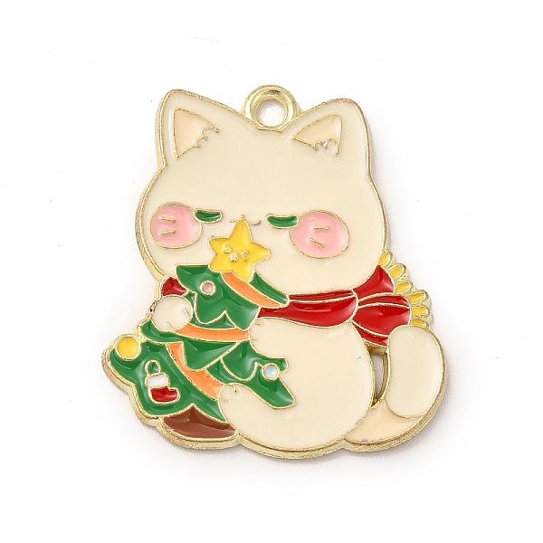 

PandaHall Christmas Theme Alloy Enamel Pendants, Light Gold, Cat Charm, Christmas Tree Pattern, 29x25.5x1.5mm, Hole: 2.1mm Alloy+Enamel..., Yellow