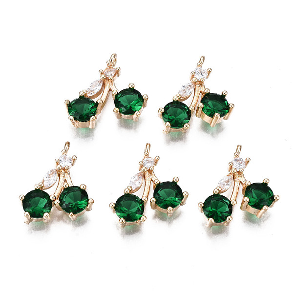 

PandaHall Brass Micro Pave Clear Cubic Zirconia Charms, with Glass, Light Gold, Long-Lasting Plated, Cadmium Free & Lead Free, Cherry, Green...