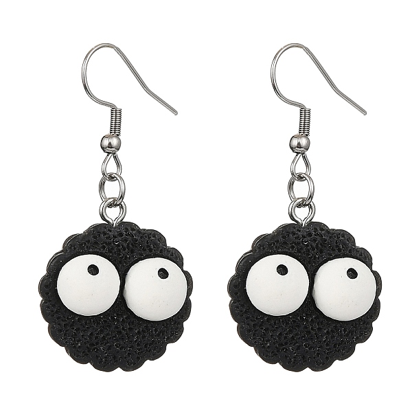 

PandaHall Cartoon Cookie Resin Dangle Earrings, 304 Stainless Steel Drop Earrings, Black, 45x22.5mm Resin Food Black