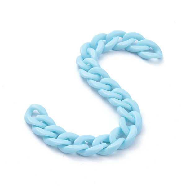 

PandaHall Handmade Opaque Acrylic Curb Chains, Deep Sky Blue, Links: 19x13.5x4.5mm, 39.37 inch(1m)/strand Acrylic Blue
