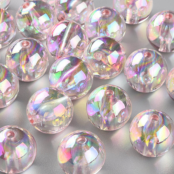 

PandaHall Transparent Acrylic Beads, AB Color Plated, Round, Pink, 20x19mm, Hole: 3mm, about 111pcs/500g Acrylic Round Pink