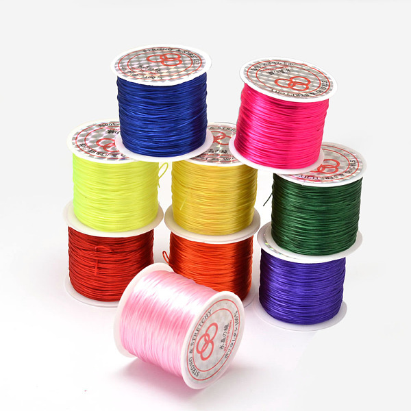 

PandaHall Flat Elastic Crystal String, Elastic Beading Thread, for Stretch Bracelet Making, Mixed Color, 0.8mm, about 54.68 Yards(50m)/Roll..., Multicolor