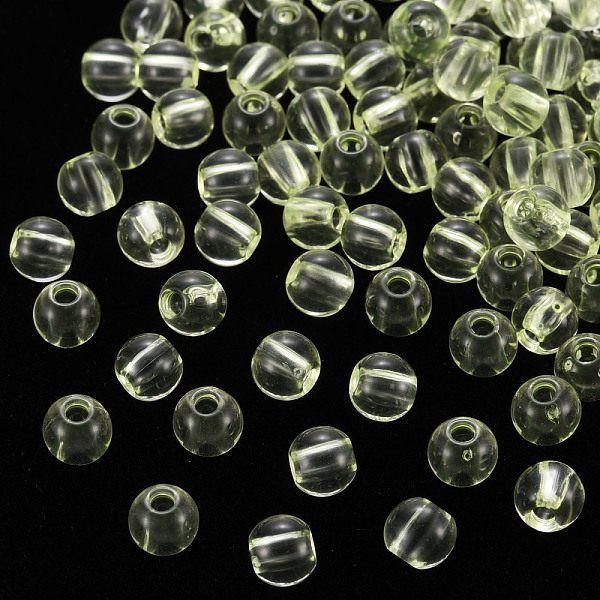 

PandaHall Transparent Acrylic Beads, Round, Light Yellow, 6x5mm, Hole: 1.8mm, about 4400pcs/500g Acrylic Round