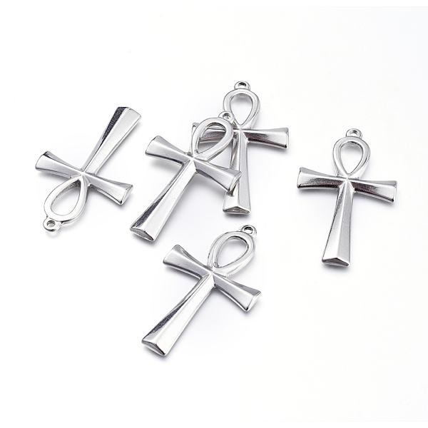 

PandaHall Easter 304 Stainless Steel Pendants, Ankh Cross , Stainless Steel Color, 44.5x25.5x2.5mm, Hole: 1.5mm 304 Stainless Steel Cross