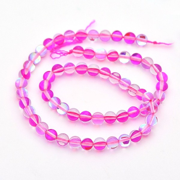 Round Synthetic Moonstone Beads Strands