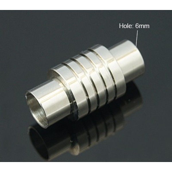 

PandaHall 304 Stainless Steel Magnetic Clasps with Glue-in Ends, Column, Stainless Steel Color, 20x10mm, Hole: 6mm Stainless Steel Column