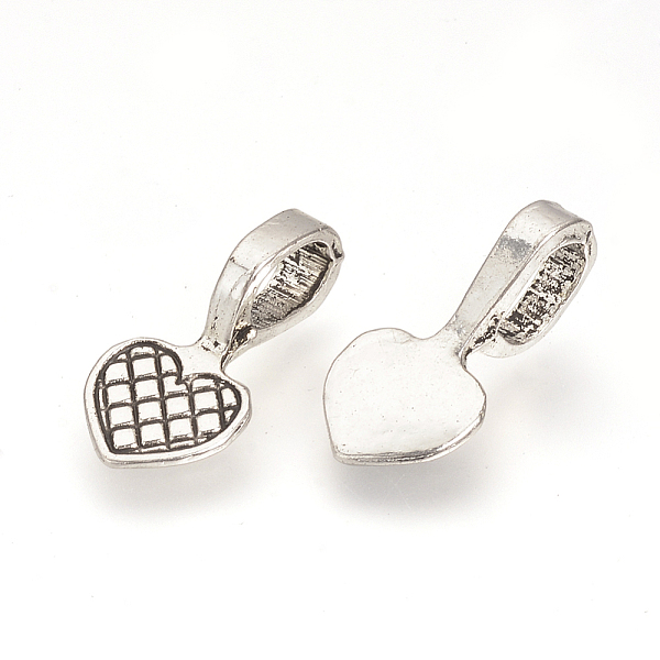 

PandaHall Tibetan Style Alloy Glue-on Flat Pad Bails, Heart, Cadmium Free & Lead Free, Antique Silver, 19x9x1mm, Hole: 4x6mm, about...