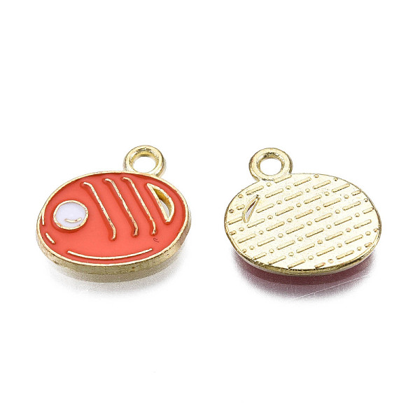 

PandaHall Alloy Enamel Charms, Cadmium Free & Lead Free, Light Gold, Fish, Orange Red, 12x13x1mm, Hole: 1.6mm Alloy+Enamel Fish