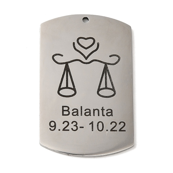 

PandaHall 304 Stainless Steel Pendants, Stainless Steel Color, Rectangle with Constellation Charm, Libra, 43x26.5x1.5mm, Hole: 1.6mm 304...