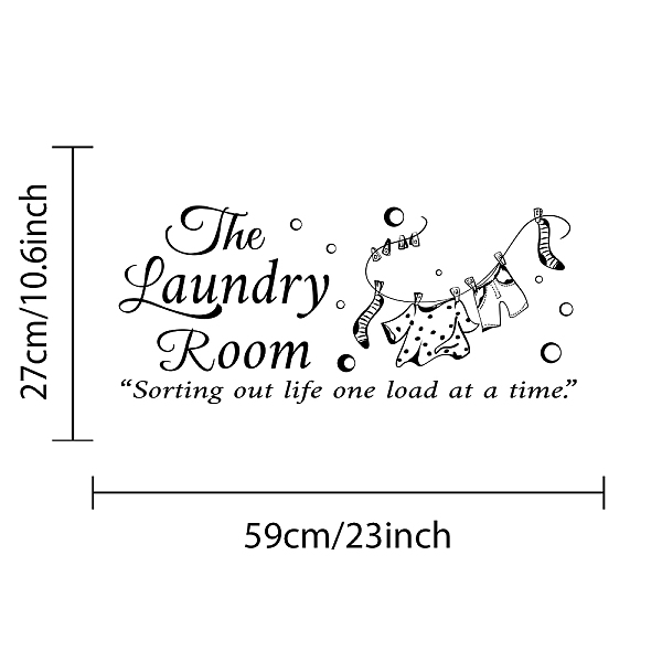 

PandaHall PVC Quotes Wall Sticker, for Stairway Home Decoration, Word The Laundry Room Sorting Out Life One Load At A Time, Black, 27x59cm...