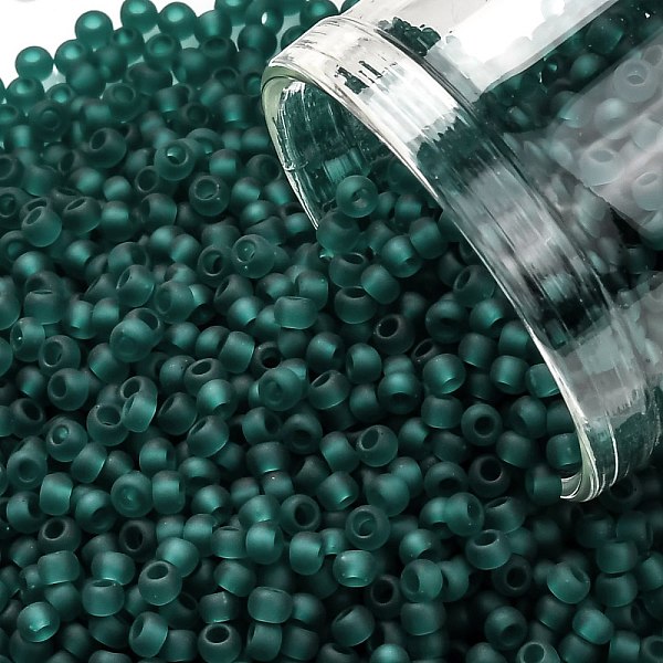 

PandaHall TOHO Round Seed Beads, Japanese Seed Beads, (7BDF) Transparent Frost Teal, 11/0, 2.2mm, Hole: 0.8mm, about 1110pcs/bottle..., Cyan