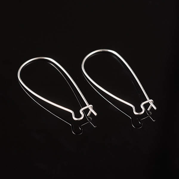 

PandaHall Brass Hoop Earrings Findings Kidney Ear Wires, Lead Free and Cadmium Free, Silver Color Plated, 20~21 Gauge, 33x14x0.7~0.8mm Brass
