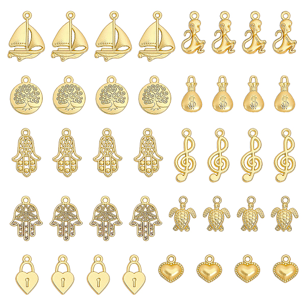 

PandaHall CHGCRAFT 40Pcs 10 Style Rack Plating Alloy Pendants, Cadmium Free & Nickel Free & Lead Free, Monkey & Money Bag & Tortoise &...