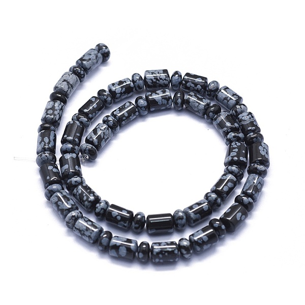 

PandaHall Natural Snowflake Obsidian Beads Strands, Column and Rondelle, Column: 8.5x6~6.5mm, about 32pcs/strand, Rondelle: 6~6.5x3.5~4mm...